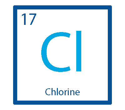 氯图标，周期表，原子序数17，蓝色方框，PNG